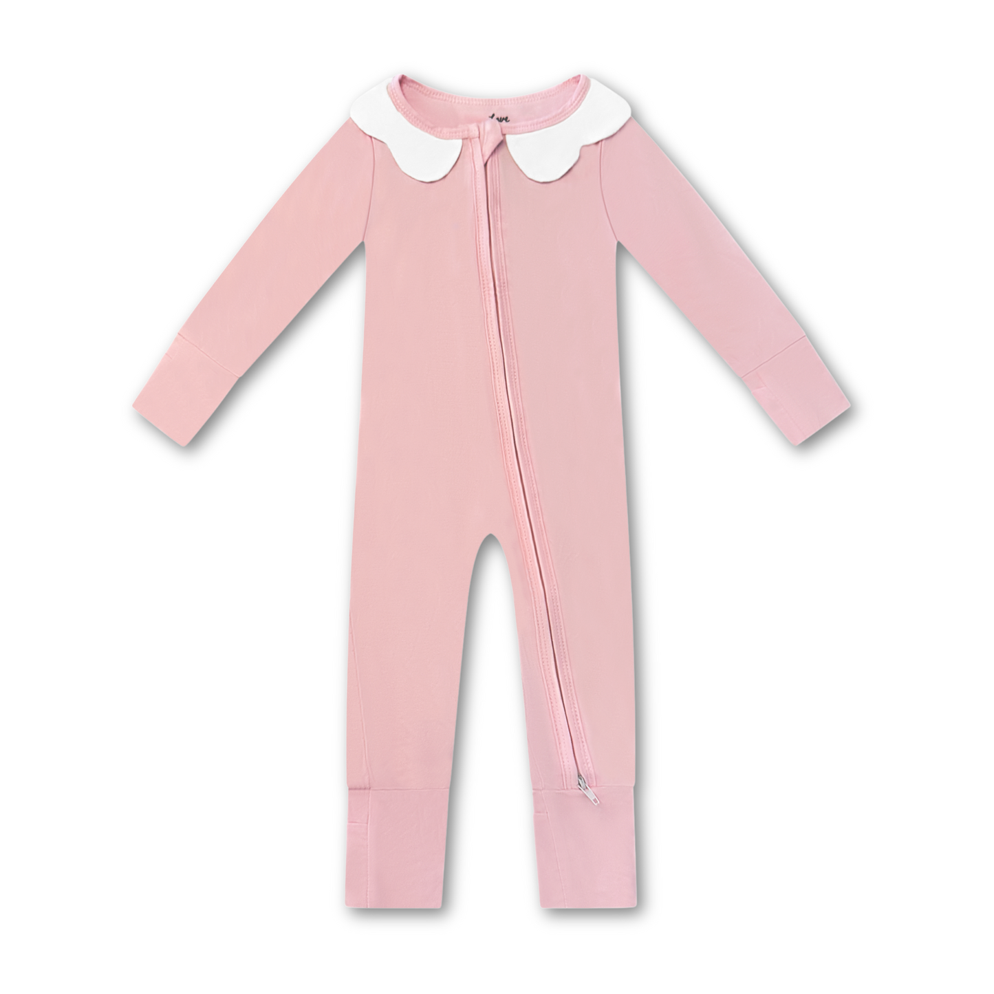Pink Scallop Collar Bamboo Pajama Onesie