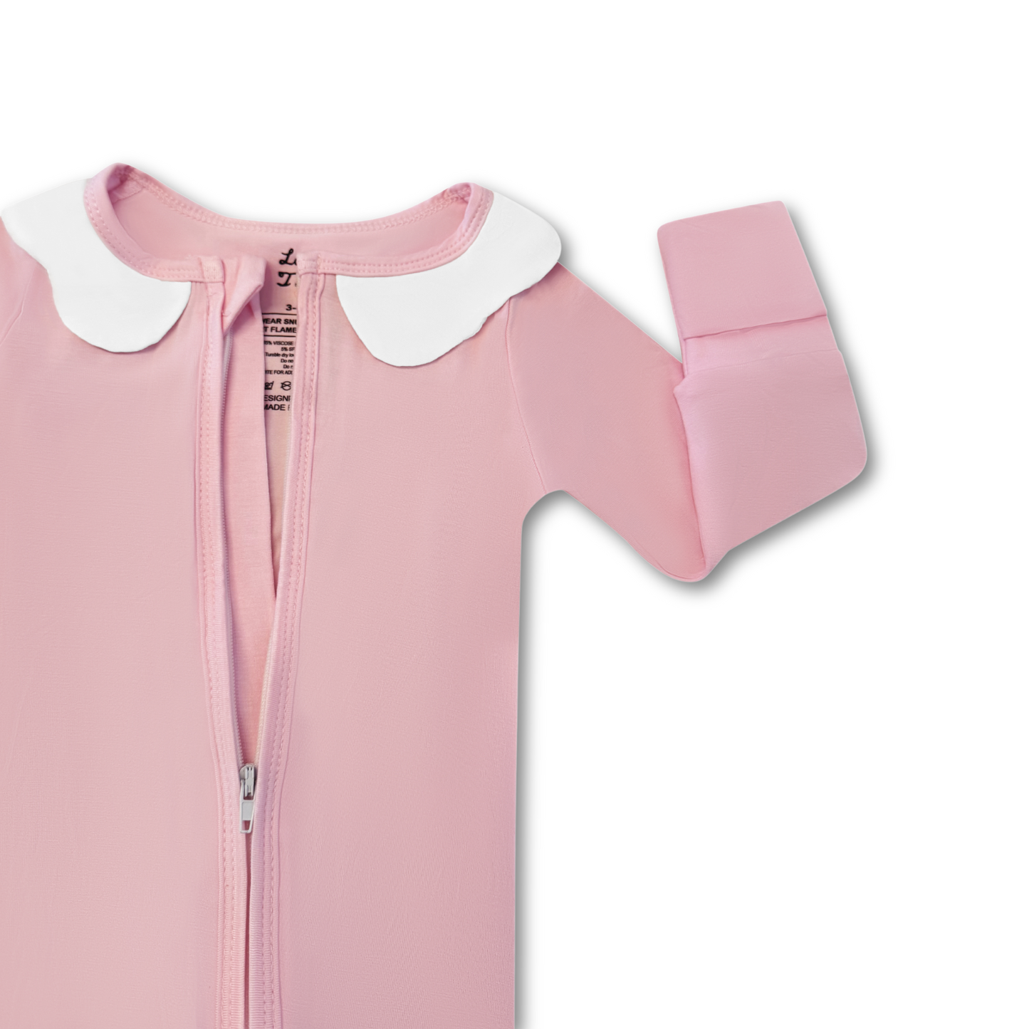 Pink Scallop Collar Bamboo Pajama Onesie