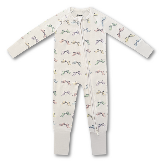 Pastel Bow Bamboo Pajama Onesie