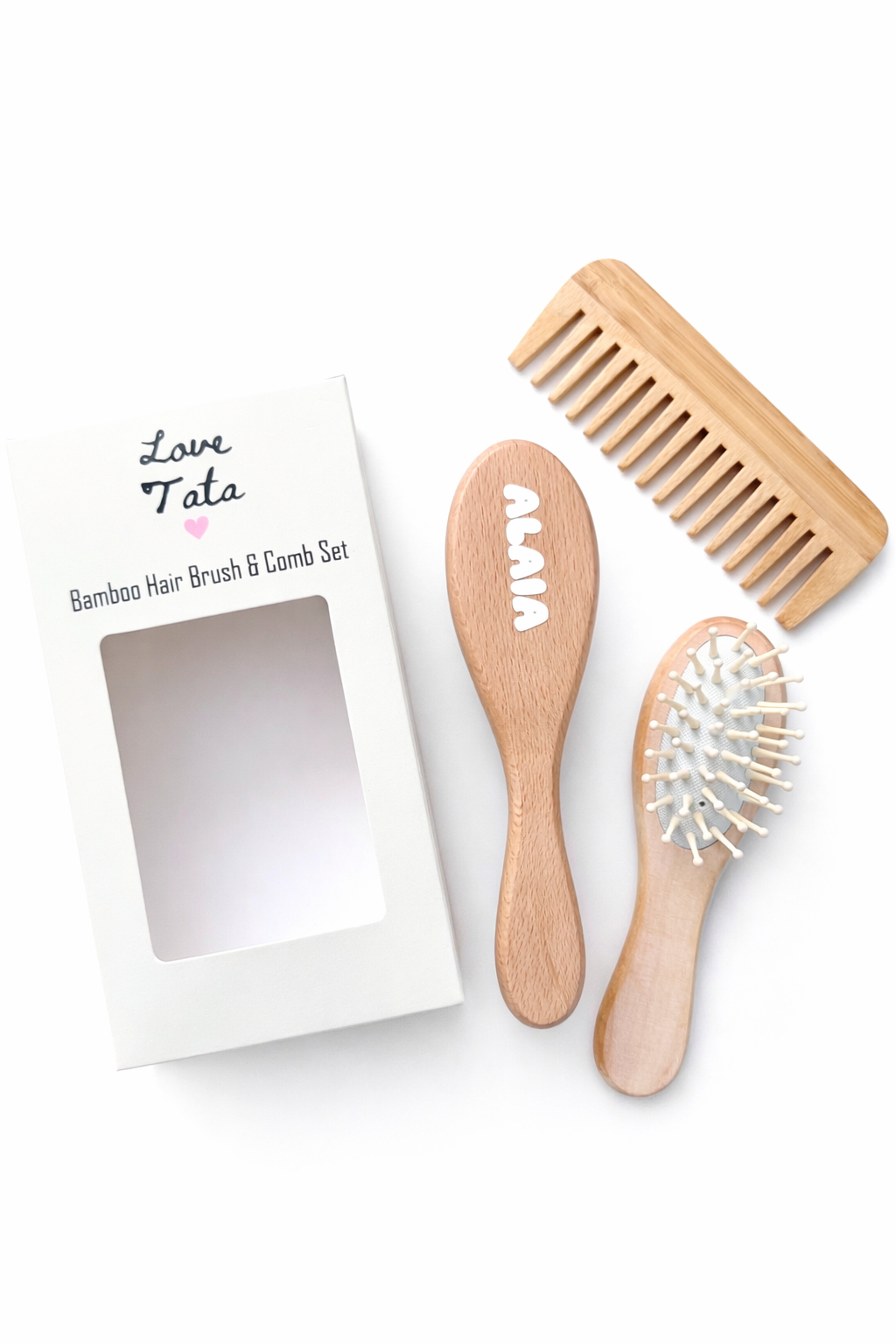 Love Tata Personalized Bamboo 3 Piece Brush Set