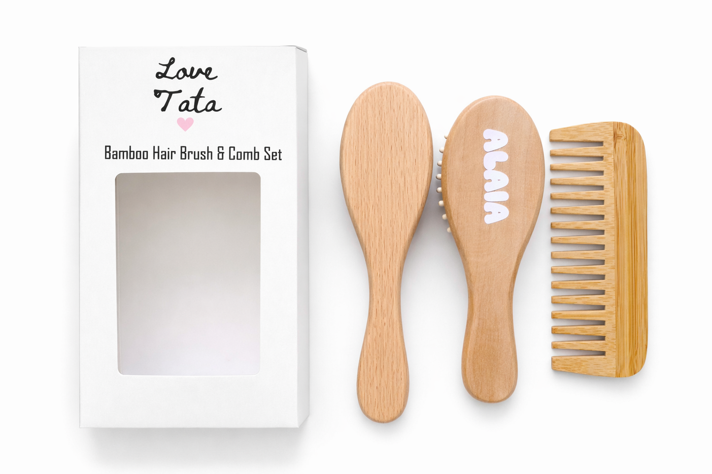 Love Tata Personalized Bamboo 3 Piece Brush Set